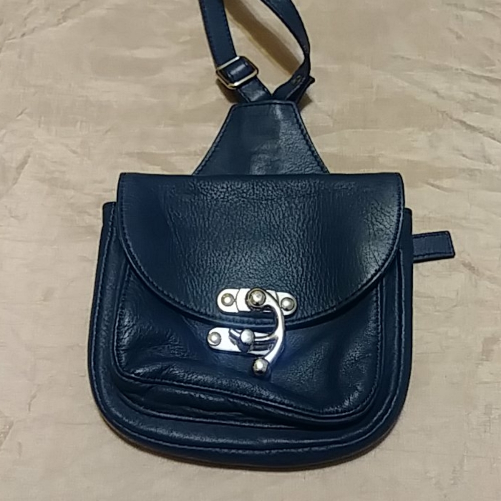 Sundance Teal Blue Leather Crossbody Bag with Silver-Tone Clasp